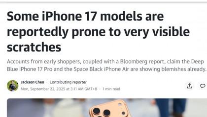 iPhone 17 Pro与iPhone Air被曝易出现明显划痕,铝制机身再引关注